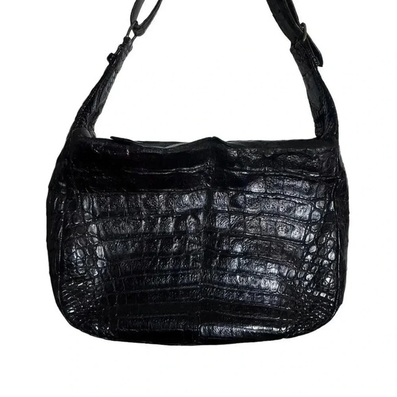 Vintage Alligator leather brown hobo handbag from Florance Italy 80's - Picture 3 of 11